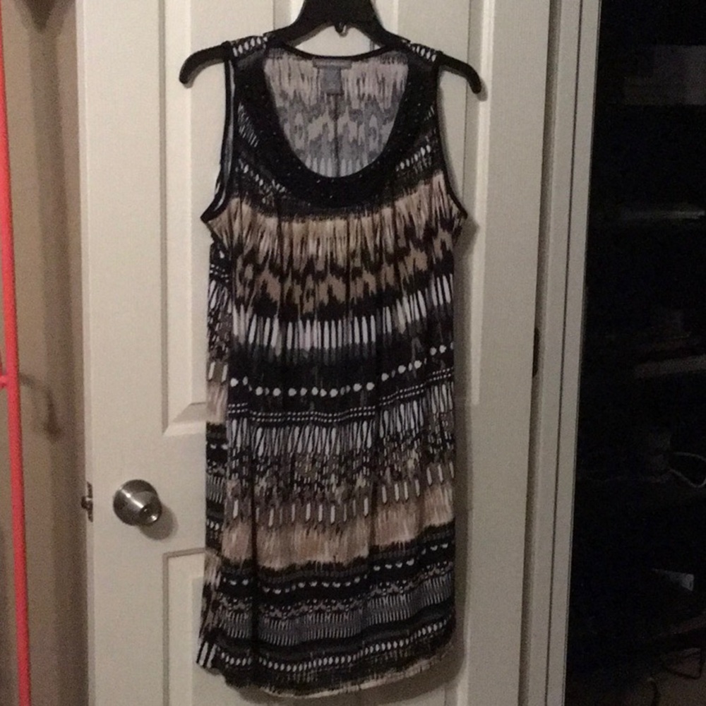 Brown printed tank dress